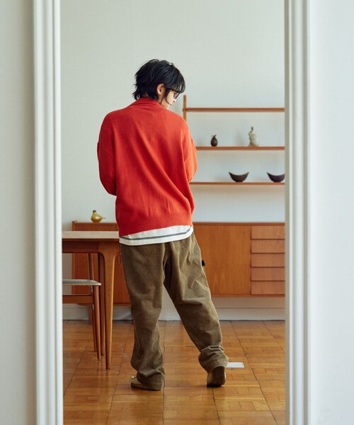 TOWNCRAFT（タウンクラフト）の「TOWN CRAFT/タウンクラフト 別注 リラックスフィット ポロネック ニットカーディガン/ニットシャツ/ワンポイントロゴ/ビックシルエット（カーディガン/ボレロ・メンズ・グリーン/オレンジ/ベージュ/ブラック・MEDIUM/LARGE）」の19枚目の写真