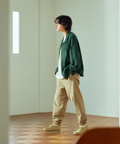 TOWNCRAFT（タウンクラフト）の「TOWN CRAFT/タウンクラフト 別注 リラックスフィット ポロネック ニットカーディガン/ニットシャツ/ワンポイントロゴ/ビックシルエット（カーディガン/ボレロ・メンズ・グリーン/オレンジ/ベージュ/ブラック・MEDIUM/LARGE）」の6枚目の写真