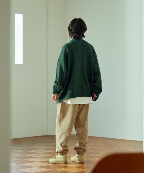 TOWNCRAFT（タウンクラフト）の「TOWN CRAFT/タウンクラフト 別注 リラックスフィット ポロネック ニットカーディガン/ニットシャツ/ワンポイントロゴ/ビックシルエット（カーディガン/ボレロ・メンズ・グリーン/オレンジ/ベージュ/ブラック・MEDIUM/LARGE）」の7枚目の写真