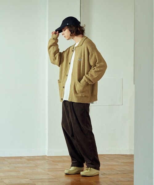 TOWNCRAFT（タウンクラフト）の「TOWN CRAFT/タウンクラフト 別注 リラックスフィット ポロネック ニットカーディガン/ニットシャツ/ワンポイントロゴ/ビックシルエット（カーディガン/ボレロ・メンズ・グリーン/オレンジ/ベージュ/ブラック・MEDIUM/LARGE）」の10枚目の写真