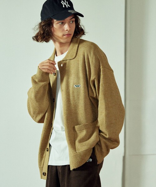 TOWNCRAFT（タウンクラフト）の「TOWN CRAFT/タウンクラフト 別注 リラックスフィット ポロネック ニットカーディガン/ニットシャツ/ワンポイントロゴ/ビックシルエット（カーディガン/ボレロ・メンズ・グリーン/オレンジ/ベージュ/ブラック・MEDIUM/LARGE）」の12枚目の写真