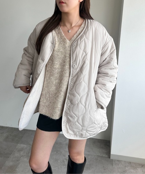 apres jour mignon(アプレジュールミニョン)の「リバーシブルキルティングブルゾン【ZOZOTOWN限定アイテム】(ブルゾン・レディース・ライトベージュ/ブラック/カーキ・フリー/X-LARGE)」の8枚目の写真