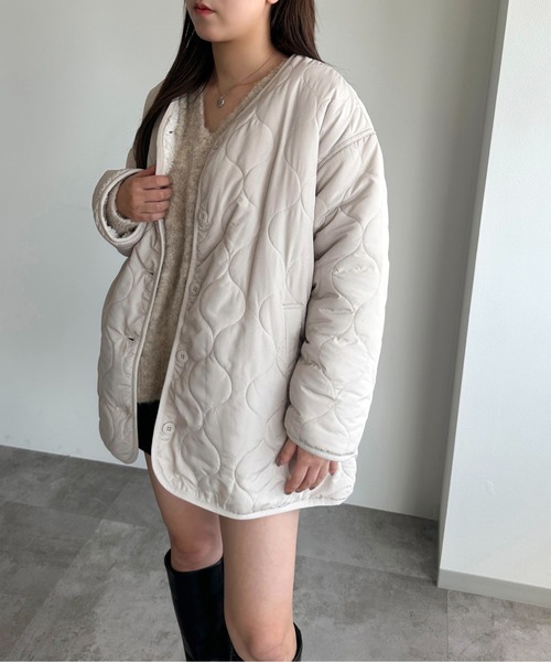 apres jour mignon(アプレジュールミニョン)の「リバーシブルキルティングブルゾン【ZOZOTOWN限定アイテム】(ブルゾン・レディース・ライトベージュ/ブラック/カーキ・フリー/X-LARGE)」の9枚目の写真