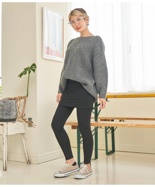 anap mimpi（アナップミンピ）の「スムースタッチ スカート付 レギンス（レギンス/スパッツ・レディース・ブラック/ライトグレー・FREE）」の4枚目の写真