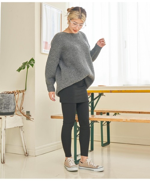 anap mimpi（アナップミンピ）の「スムースタッチ スカート付 レギンス（レギンス/スパッツ・レディース・ブラック/ライトグレー・FREE）」の5枚目の写真