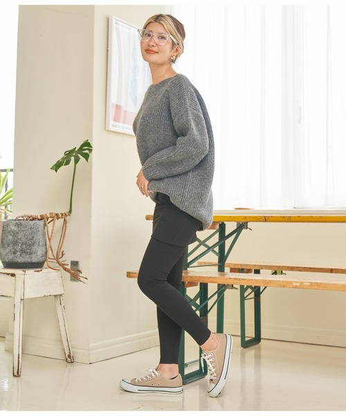 anap mimpi（アナップミンピ）の「スムースタッチ スカート付 レギンス（レギンス/スパッツ・レディース・ブラック/ライトグレー・FREE）」の6枚目の写真