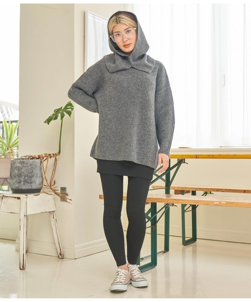 anap mimpi（アナップミンピ）の「スムースタッチ スカート付 レギンス（レギンス/スパッツ・レディース・ブラック/ライトグレー・FREE）」の7枚目の写真