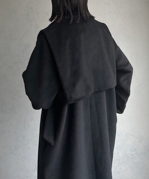 &g'aime（アンジェム）の「【&g'aime】ベルテッドベストレイヤードウール混ロングコート（チェスターコート・レディース・チャコールグレー/ブラック・FREE）」の14枚目の写真