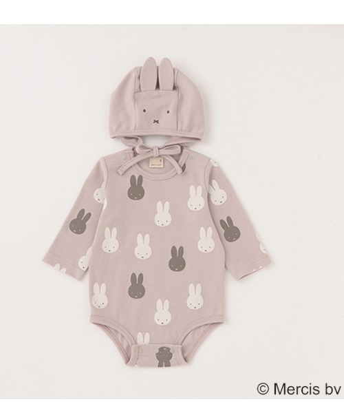 petit main(プティマイン)の「【miffy/シアバター】ロンパース・帽子セット(ロンパース・キッズ・ライトグレー/アイボリー/ライトピンク・70cm/80cm)」の1枚目の写真