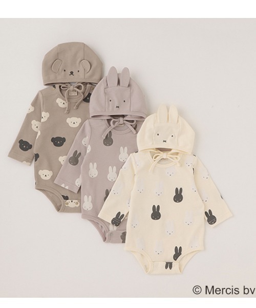 petit main(プティマイン)の「【miffy/シアバター】ロンパース・帽子セット(ロンパース・キッズ・ライトグレー/アイボリー/ライトピンク・70cm/80cm)」の4枚目の写真