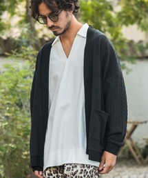 mcg3389- Cable Jacquard Buttonless Cardigan カーディガン