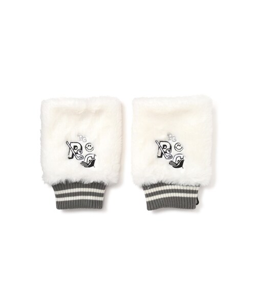 PEARLY GATES】フェイクファー指ぬきミトン (UNISEX) ＜カレッジロゴ