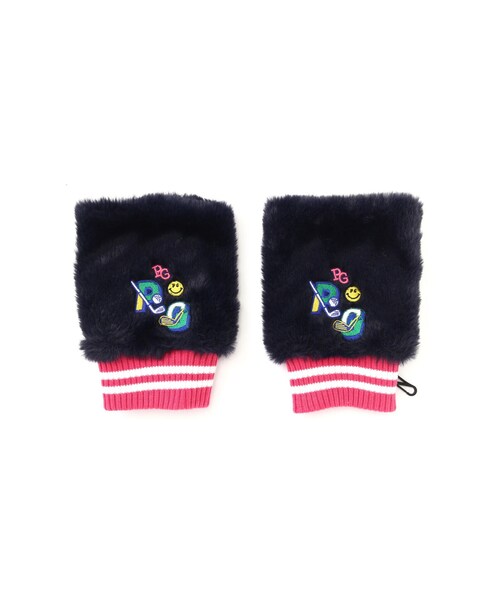 PEARLY GATES】フェイクファー指ぬきミトン (UNISEX) ＜カレッジロゴ