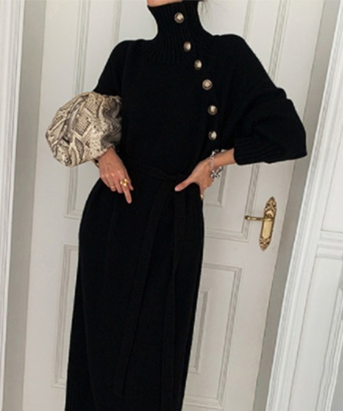 Miniministore(ミニミニストア)の「ニットワンピース 長袖 レディース 秋冬(ワンピース・レディース・ベージュ/ブラウン/ブラック・フリー)」の12枚目の写真