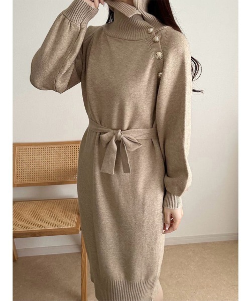 Miniministore(ミニミニストア)の「ニットワンピース 長袖 レディース 秋冬(ワンピース・レディース・ベージュ/ブラウン/ブラック・フリー)」の9枚目の写真