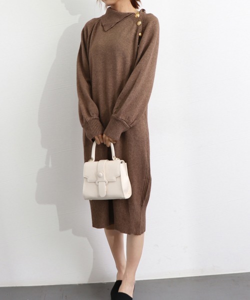 Miniministore(ミニミニストア)の「ニットワンピース 長袖 レディース 秋冬(ワンピース・レディース・ベージュ/ブラウン/ブラック・フリー)」の10枚目の写真