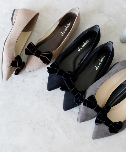 chocolates(チョコラテス)の「晴雨兼用 ベルベットリボン ポインテッドトゥ パンプス【日本製】(パンプス・レディース・グレー/ベージュ/ブラック・22cm/22.5cm/23cm/23.5cm/24cm/24.5cm/25cm)」の11枚目の写真