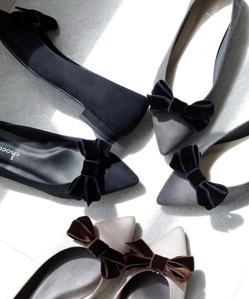 chocolates(チョコラテス)の「晴雨兼用 ベルベットリボン ポインテッドトゥ パンプス【日本製】(パンプス・レディース・グレー/ベージュ/ブラック・22cm/22.5cm/23cm/23.5cm/24cm/24.5cm/25cm)」の13枚目の写真