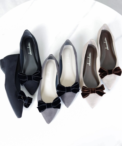 chocolates(チョコラテス)の「晴雨兼用 ベルベットリボン ポインテッドトゥ パンプス【日本製】(パンプス・レディース・グレー/ベージュ/ブラック・22cm/22.5cm/23cm/23.5cm/24cm/24.5cm/25cm)」の20枚目の写真