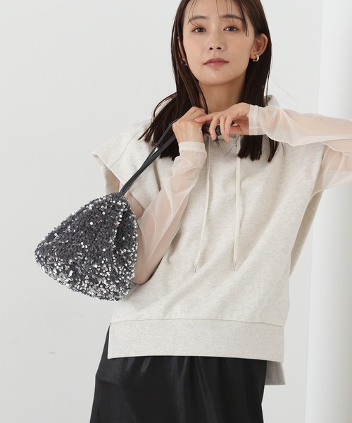 N.（N. Natural Beauty Basic）（エヌエヌナチュラルビューティーベーシック）の「◆ドロップショルダーフードパーカー（パーカー・レディース・チャコール/オートミール・MEDIUM）」の2枚目の写真