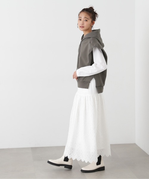 N.（N. Natural Beauty Basic）（エヌエヌナチュラルビューティーベーシック）の「◆ドロップショルダーフードパーカー（パーカー・レディース・チャコール/オートミール・MEDIUM）」の21枚目の写真