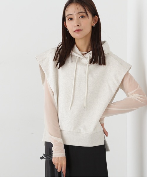 N.（N. Natural Beauty Basic）（エヌエヌナチュラルビューティーベーシック）の「◆ドロップショルダーフードパーカー（パーカー・レディース・チャコール/オートミール・MEDIUM）」の4枚目の写真