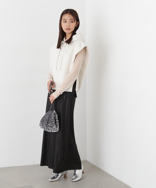 N.（N. Natural Beauty Basic）（エヌエヌナチュラルビューティーベーシック）の「◆ドロップショルダーフードパーカー（パーカー・レディース・チャコール/オートミール・MEDIUM）」の19枚目の写真