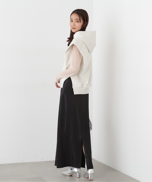 N.（N. Natural Beauty Basic）（エヌエヌナチュラルビューティーベーシック）の「◆ドロップショルダーフードパーカー（パーカー・レディース・チャコール/オートミール・MEDIUM）」の17枚目の写真