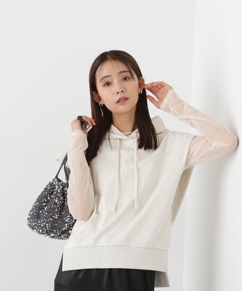 N.（N. Natural Beauty Basic）（エヌエヌナチュラルビューティーベーシック）の「◆ドロップショルダーフードパーカー（パーカー・レディース・チャコール/オートミール・MEDIUM）」の8枚目の写真