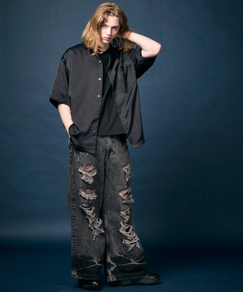 UNISEX》Destroy Denim Prime-Wide Pants/デストロイデニムプライム