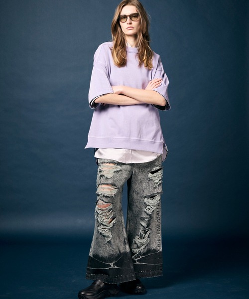 メゾンスペシャル Destroy Denim Prime-Wide Pants セール】《UNISEX》Destroy Denim Prime-Wide Pants/デストロイデニム