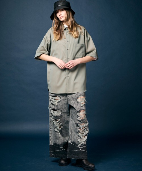 【maison special】 デストロイデニムプライムワイドパンツ サイズ0 maison special】 デストロイデニムプライムワイドパンツ サイズ0