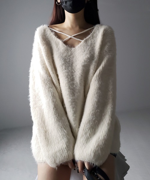 セール】【 5color 】クロスストラップカットアウトルーズ