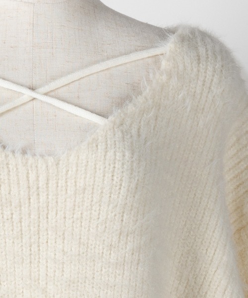 me+em select(ミームセレクト)の「【 5color 】クロスストラップカットアウトルーズシャギーニット(ニット/セーター・レディース・アイボリー/ブラック/ブルーグレー/チャコール/ピンク・FREE)」の18枚目の写真