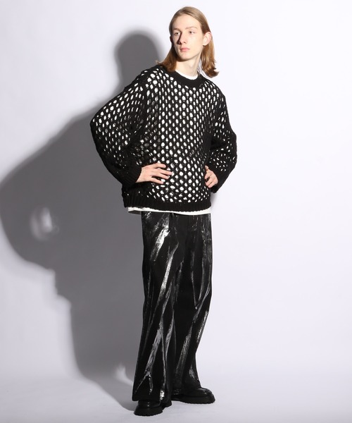 HARE（ハレ）の「オーバーメッシュニットプルオーバー(HARE)（ニット/セーター・メンズ・イエロー/パープル/ブラック/グレー・SMALL/MEDIUM）」の17枚目の写真