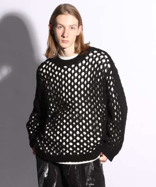 HARE（ハレ）の「オーバーメッシュニットプルオーバー(HARE)（ニット/セーター・メンズ・イエロー/パープル/ブラック/グレー・SMALL/MEDIUM）」の18枚目の写真