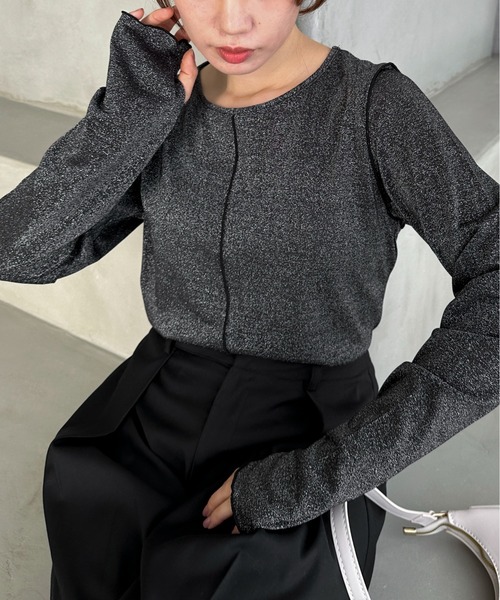 feepur(フェピュール)の「ラメシアートップス(Tシャツ/カットソー・レディース・アイボリー/ブラック/ネイビー/シルバー・MEDIUM)」の5枚目の写真