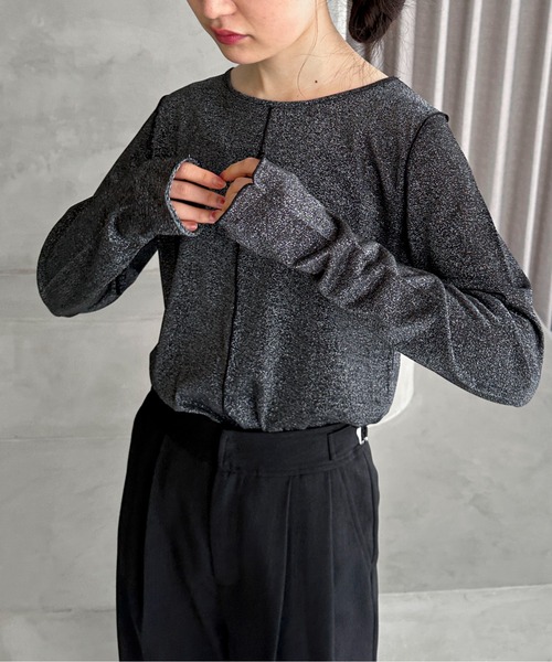 feepur(フェピュール)の「ラメシアートップス(Tシャツ/カットソー・レディース・アイボリー/ブラック/ネイビー/シルバー・MEDIUM)」の8枚目の写真