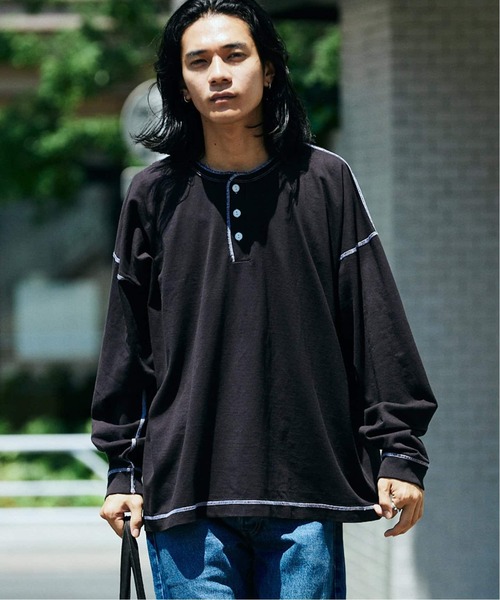 Healthknit(ヘルスニット)の「Healthknit × JOURNAL STANDARD / 別注 ヘンリーネック L/S Tシャツ(Tシャツ/カットソー・メンズ・ホワイト/グレー/ブラック系その他・MEDIUM/SMALL/LARGE)」の3枚目の写真