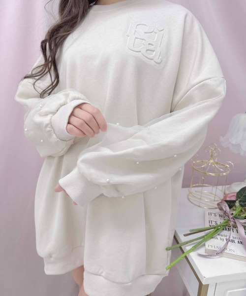 ROJITA（ロジータ）の「エンボスロゴスウェットワンピース（スウェット・レディース・ベージュ/ホワイト/ピンク・FREE）」の7枚目の写真