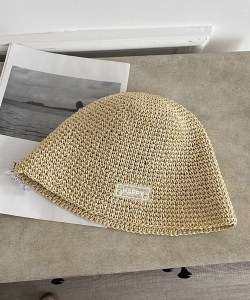 美品 Porter des boutors ポルテデブトン 麦わら帽子 ハット TONE SELECT GOODS 帽子 ハット pur chouchou/ドット シアー