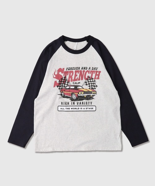 FUNALIVE(ファンアライブ)の「天竺 ラグラン切替 プリント L/S Tシャツ 長袖(Tシャツ/カットソー・メンズ・ホワイト系1/ホワイト系2/ホワイト系3/グレー系1/グレー系2/グレー系3/ベージュ系1/ベージュ系2/ベージュ系3・L/XL/M)」の6枚目の写真