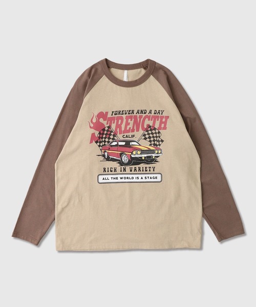 FUNALIVE(ファンアライブ)の「天竺 ラグラン切替 プリント L/S Tシャツ 長袖(Tシャツ/カットソー・メンズ・ホワイト系1/ホワイト系2/ホワイト系3/グレー系1/グレー系2/グレー系3/ベージュ系1/ベージュ系2/ベージュ系3・L/XL/M)」の9枚目の写真