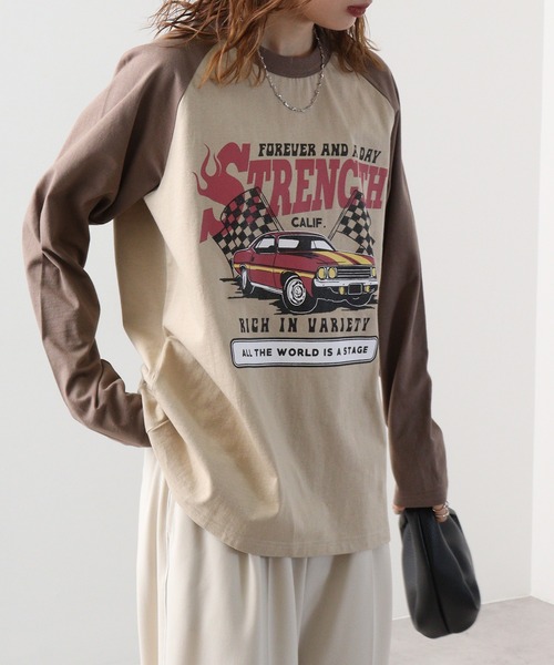 FUNALIVE(ファンアライブ)の「天竺 ラグラン切替 プリント L/S Tシャツ 長袖(Tシャツ/カットソー・メンズ・ホワイト系1/ホワイト系2/ホワイト系3/グレー系1/グレー系2/グレー系3/ベージュ系1/ベージュ系2/ベージュ系3・L/XL/M)」の20枚目の写真