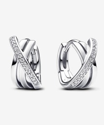 PANDORA（パンドラ）の「クロスオーバー パヴェ シルバー フープ ピアス（ピアス（両耳用）・レディース）」