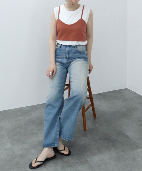 HEILIS（ヘイリス）の「バックリボンビスチェ / バックリボン ビスチェ レイヤード（キャミソール・レディース・オレンジ/グレー・FREE）」の2枚目の写真