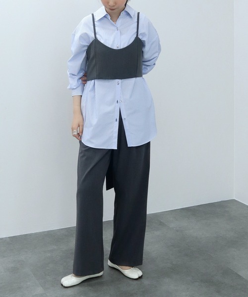 HEILIS（ヘイリス）の「バックリボンビスチェ / バックリボン ビスチェ レイヤード（キャミソール・レディース・オレンジ/グレー・FREE）」の16枚目の写真