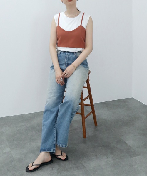 HEILIS（ヘイリス）の「バックリボンビスチェ / バックリボン ビスチェ レイヤード（キャミソール・レディース・オレンジ/グレー・FREE）」の18枚目の写真