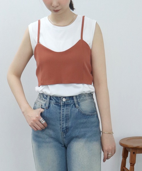 HEILIS（ヘイリス）の「バックリボンビスチェ / バックリボン ビスチェ レイヤード（キャミソール・レディース・オレンジ/グレー・FREE）」の21枚目の写真