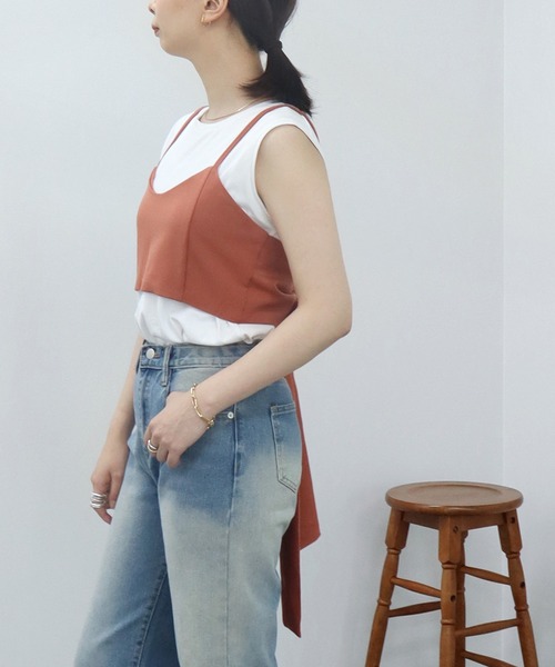 HEILIS（ヘイリス）の「バックリボンビスチェ / バックリボン ビスチェ レイヤード（キャミソール・レディース・オレンジ/グレー・FREE）」の6枚目の写真